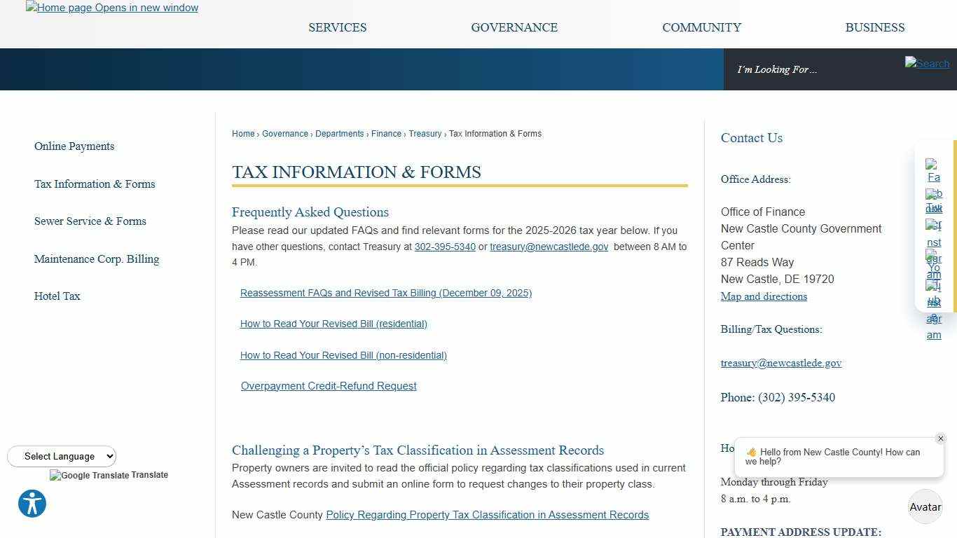 Tax Information & Forms New Castle County, DE - Official Website