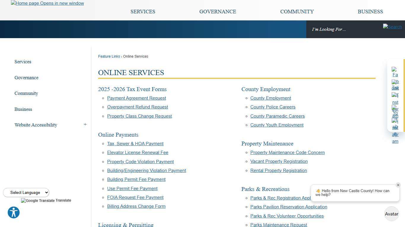 Online Services New Castle County, DE - Official Website