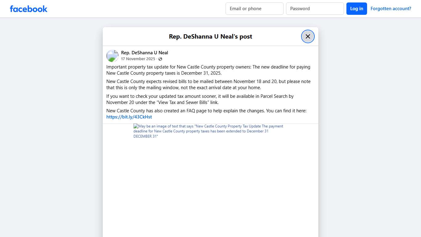 Important property tax update for... - Rep. DeShanna U Neal Facebook