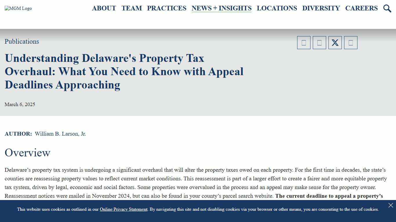 Understanding Delaware's Property Tax Overhaul: What You Need to Know with Appeal Deadlines Approaching MG+M The Law Firm